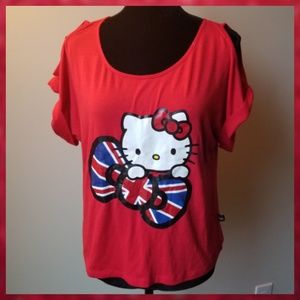 Hello Kitty Cold Shoulder Zipper Back Tee